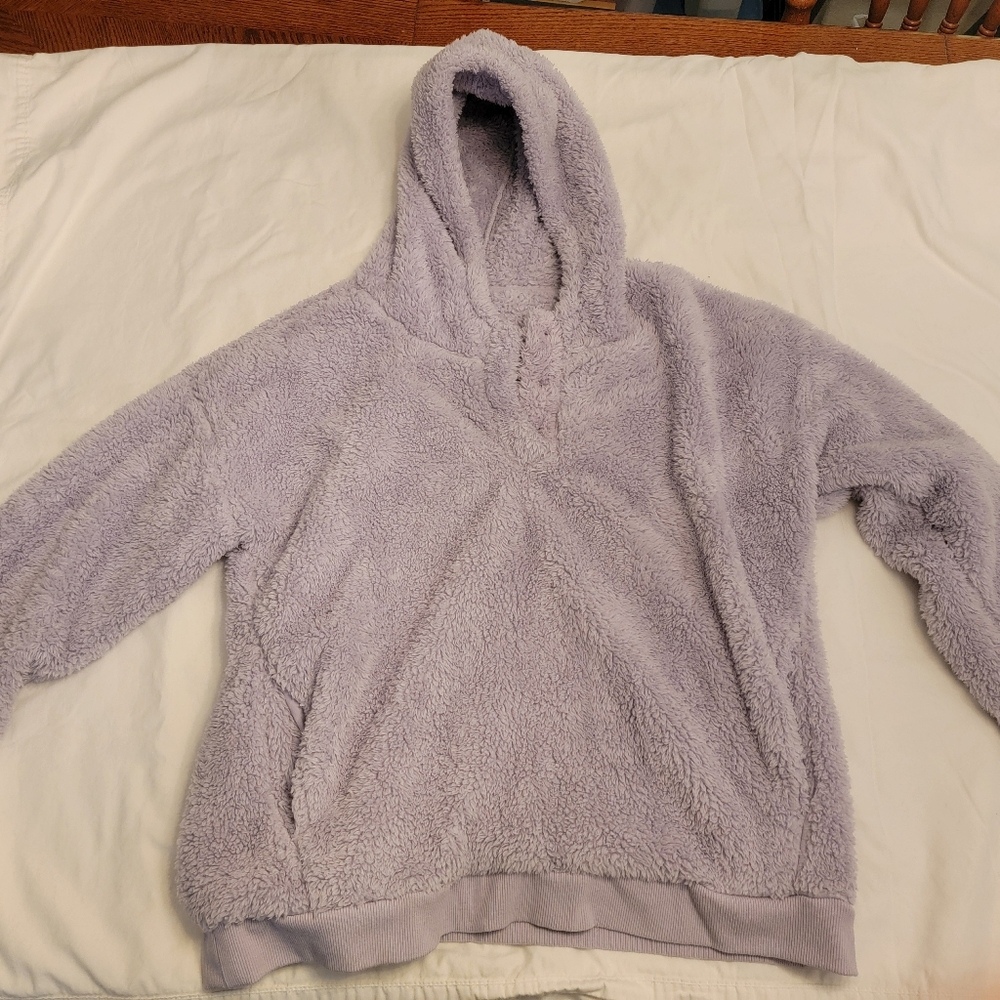 Lukka Lux Fleece Sweater Womens purple Pullover Sherpa Cowl Neck Soft large
